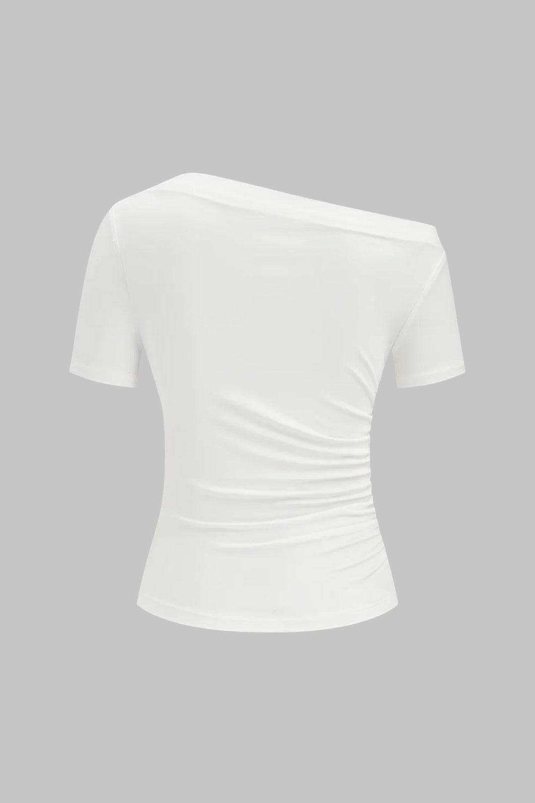 Solid One Shoulder Short Sleeve T-Shirt