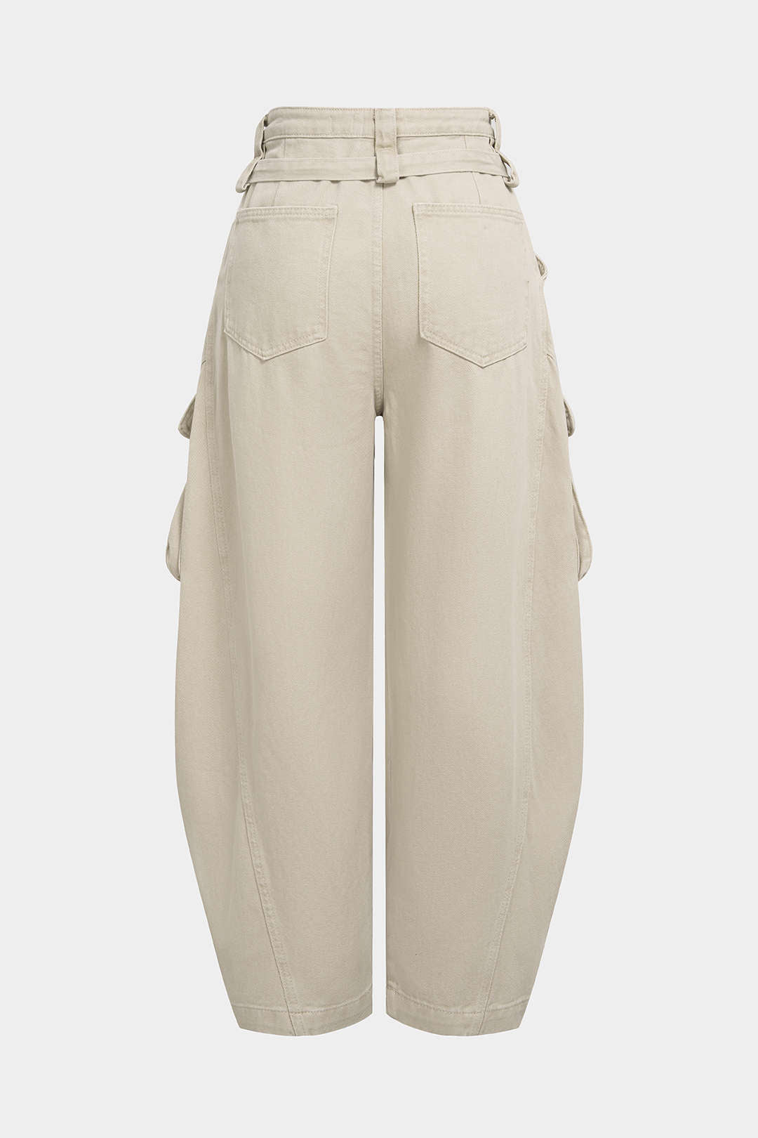 Denim Pocket Belted Wide Leg Jeans