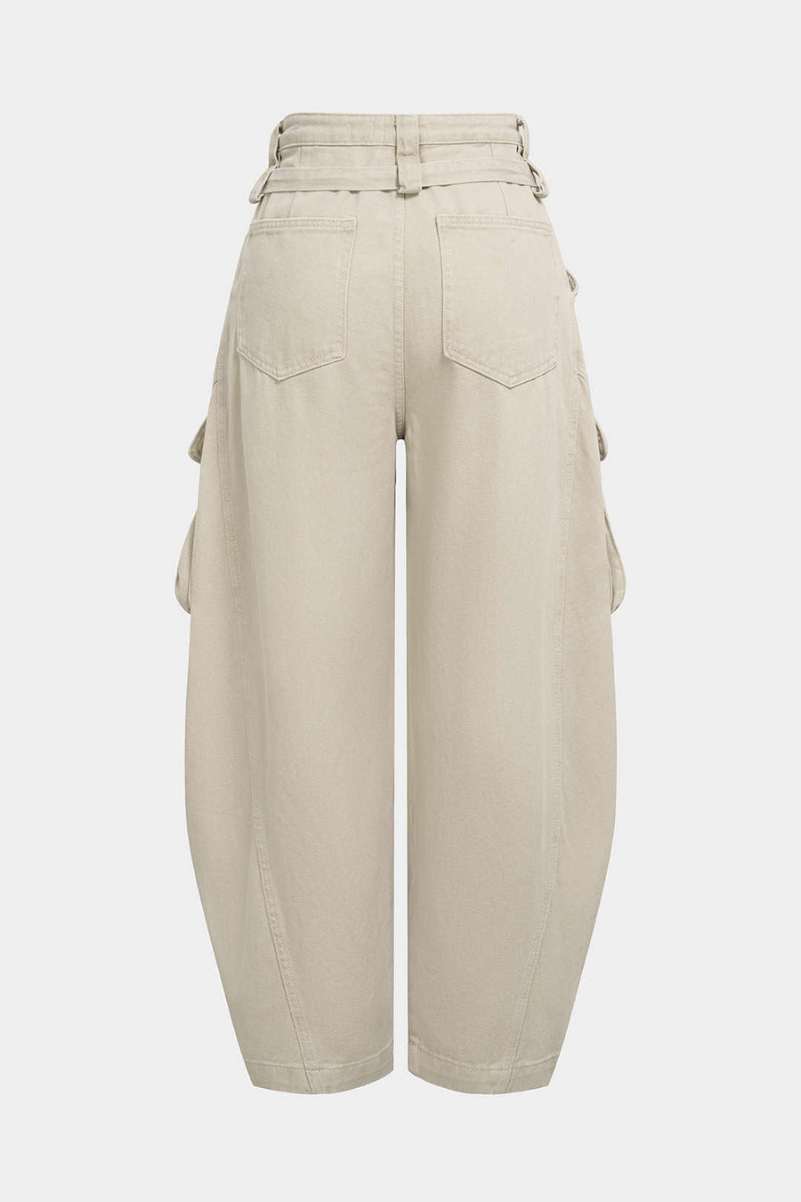Denim Pocket Belted Wide Leg Jeans