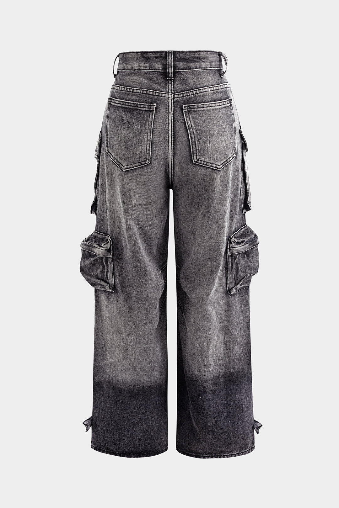 Ombre Multi Pocket Wide Leg Cargo Jeans