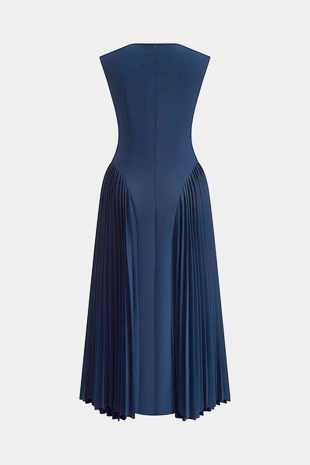 Round Neck Pleated Sleeveless Maxi Dress