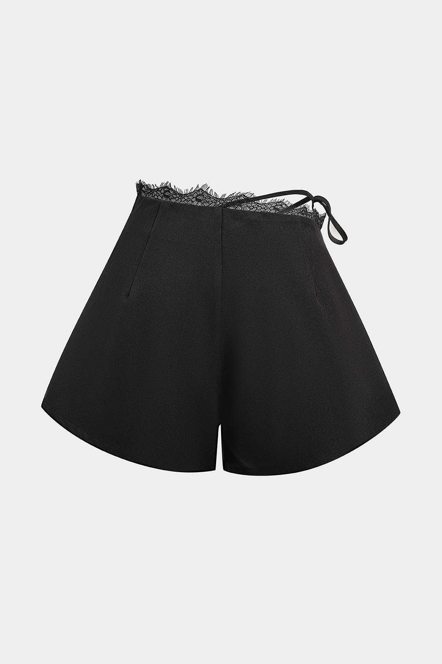 Lace Patchwork Asymmetrical Tie-Up Shorts