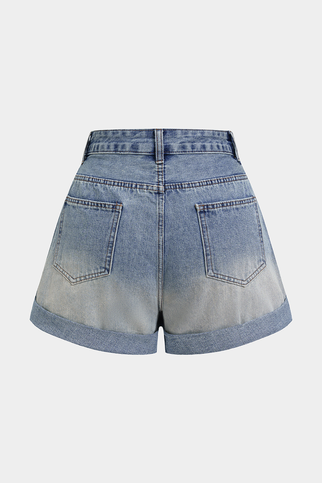 Denim Shell Starfish Decor High Waist Wide Leg Shorts