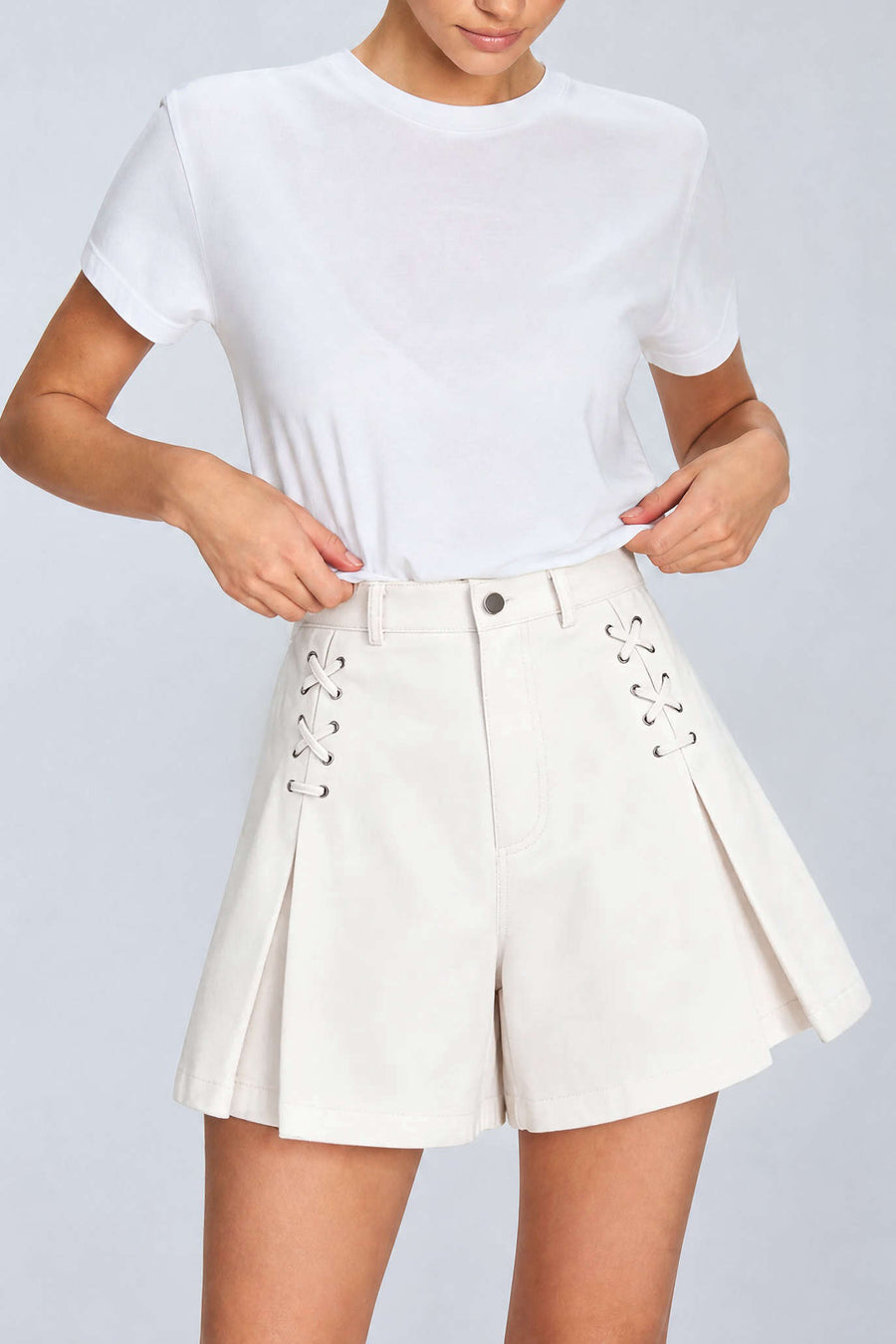 Crossed Strappy High Waist Wide Leg Shorts