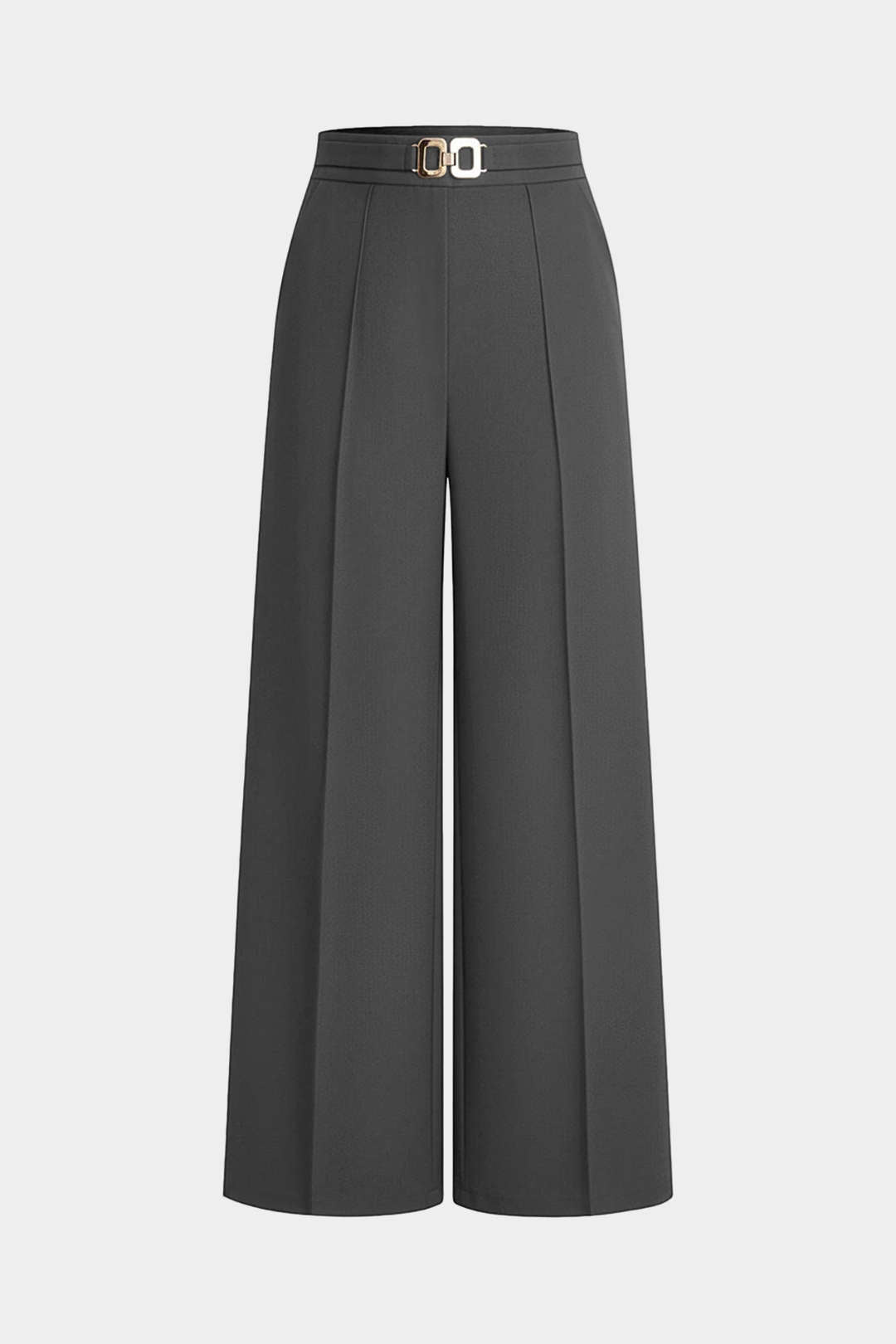 Solid Belted Wide-Leg Pants