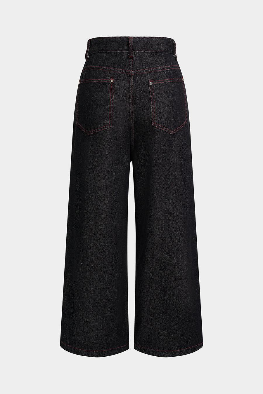 Denim Pocket Button Metallic Straight Leg Jeans
