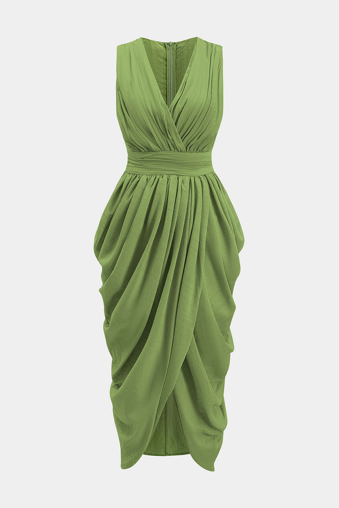 Ruched V-Neck Sleeveless Maxi Dress