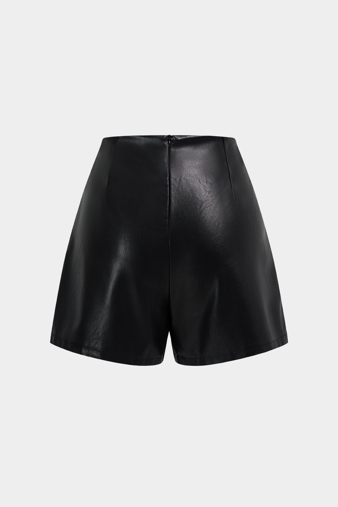 Faux Leather Asymmetrical Wide Leg Shorts