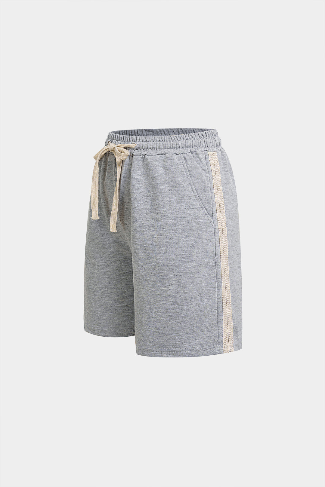 Lace Patchwork Drawstring Tie-Up Shorts