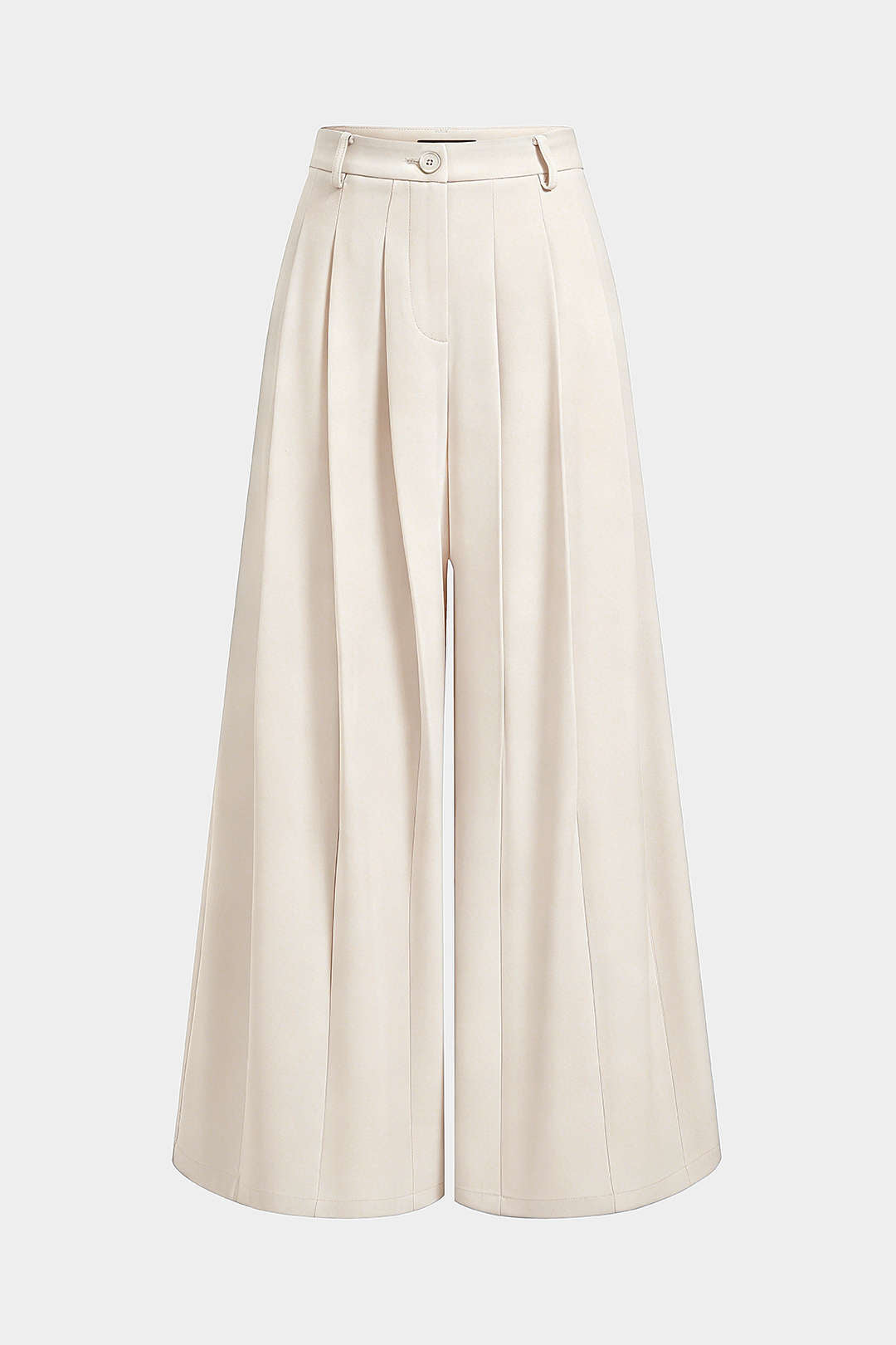 Solid Pleated Wide Leg Pants