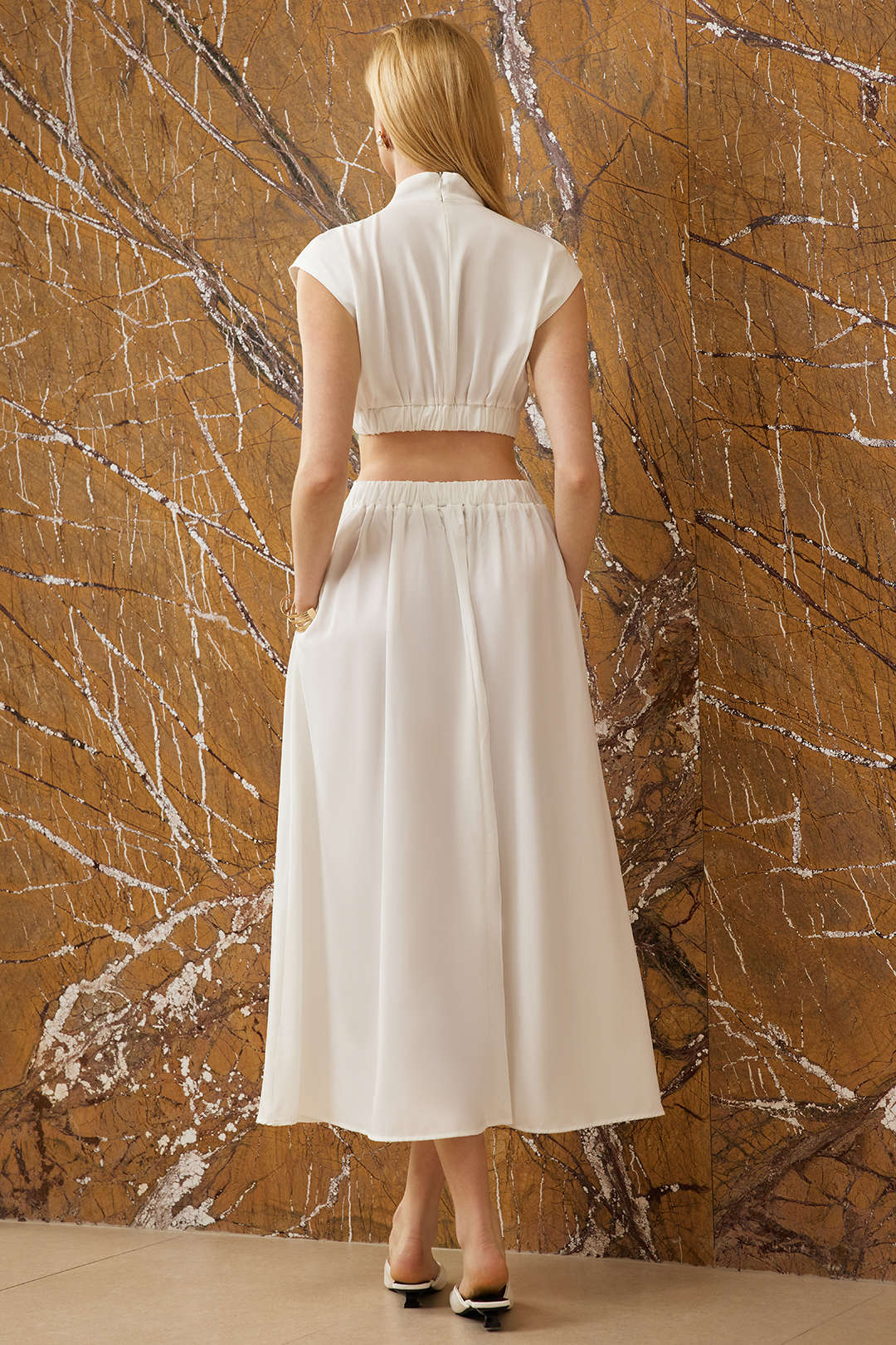 Mock Neck Cut Out Ruched Maxi Dress