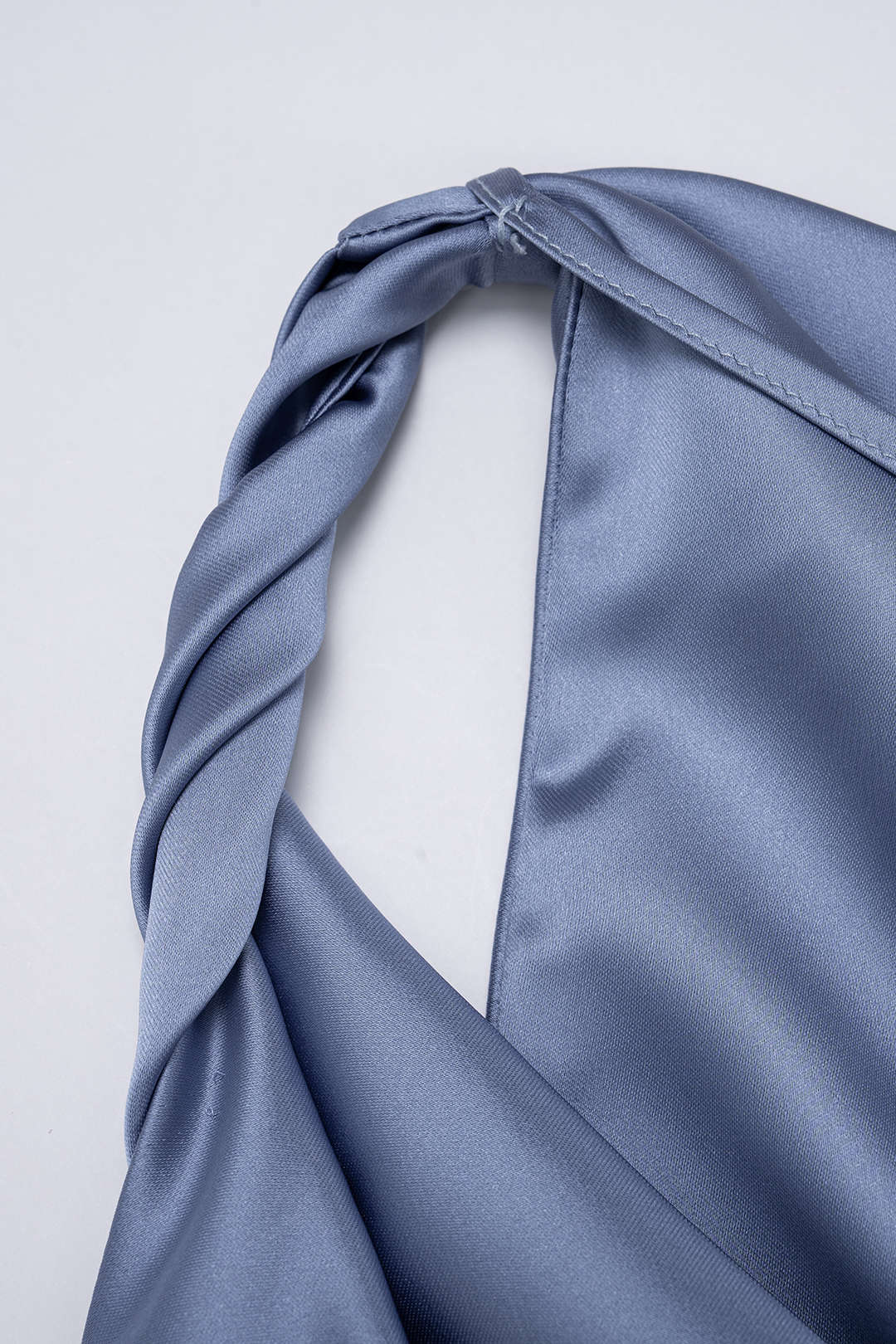 Satin Draped Cowl Neck Asymmetrical Ruched Sleeveless Mini Dress