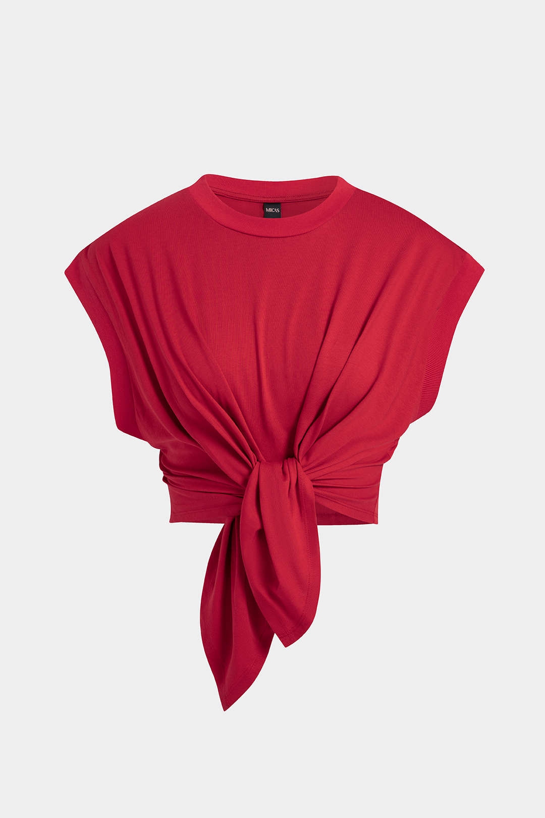 Solid Ruched Tie Front T-Shirt