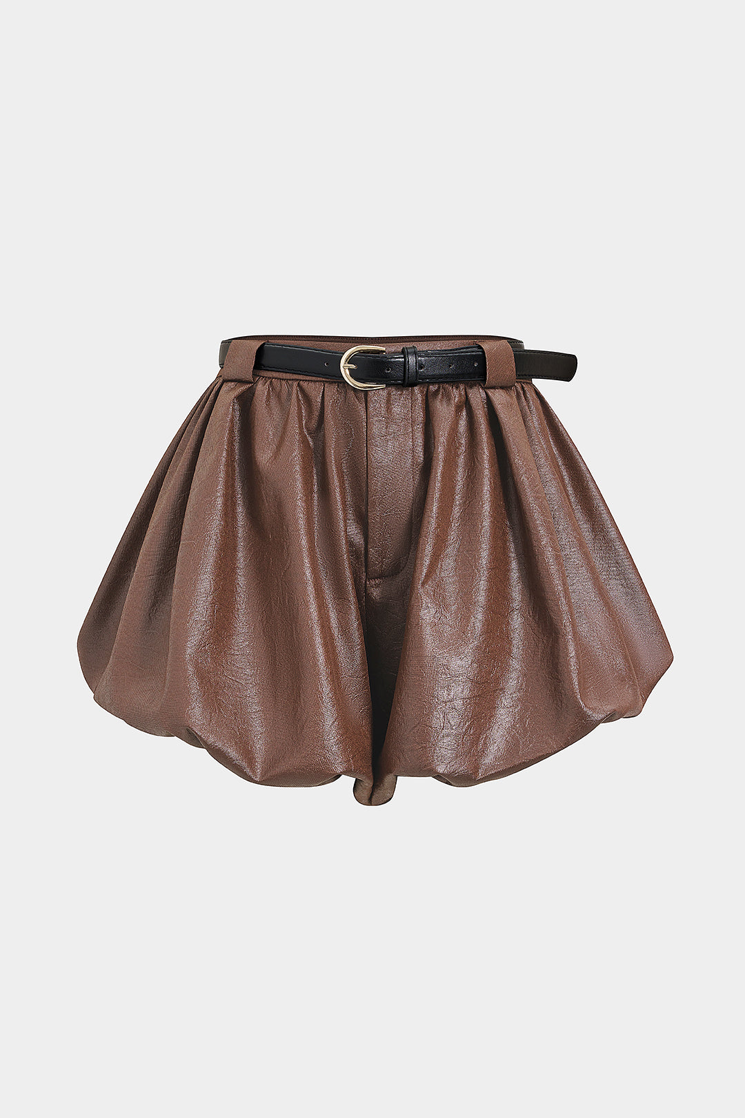 Ruched Belted Puff Shorts