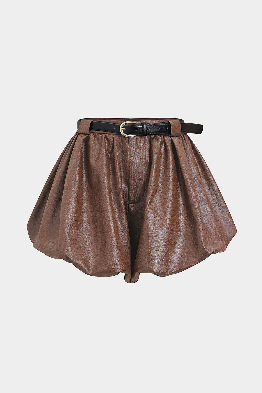 Ruched Belted Puff Shorts