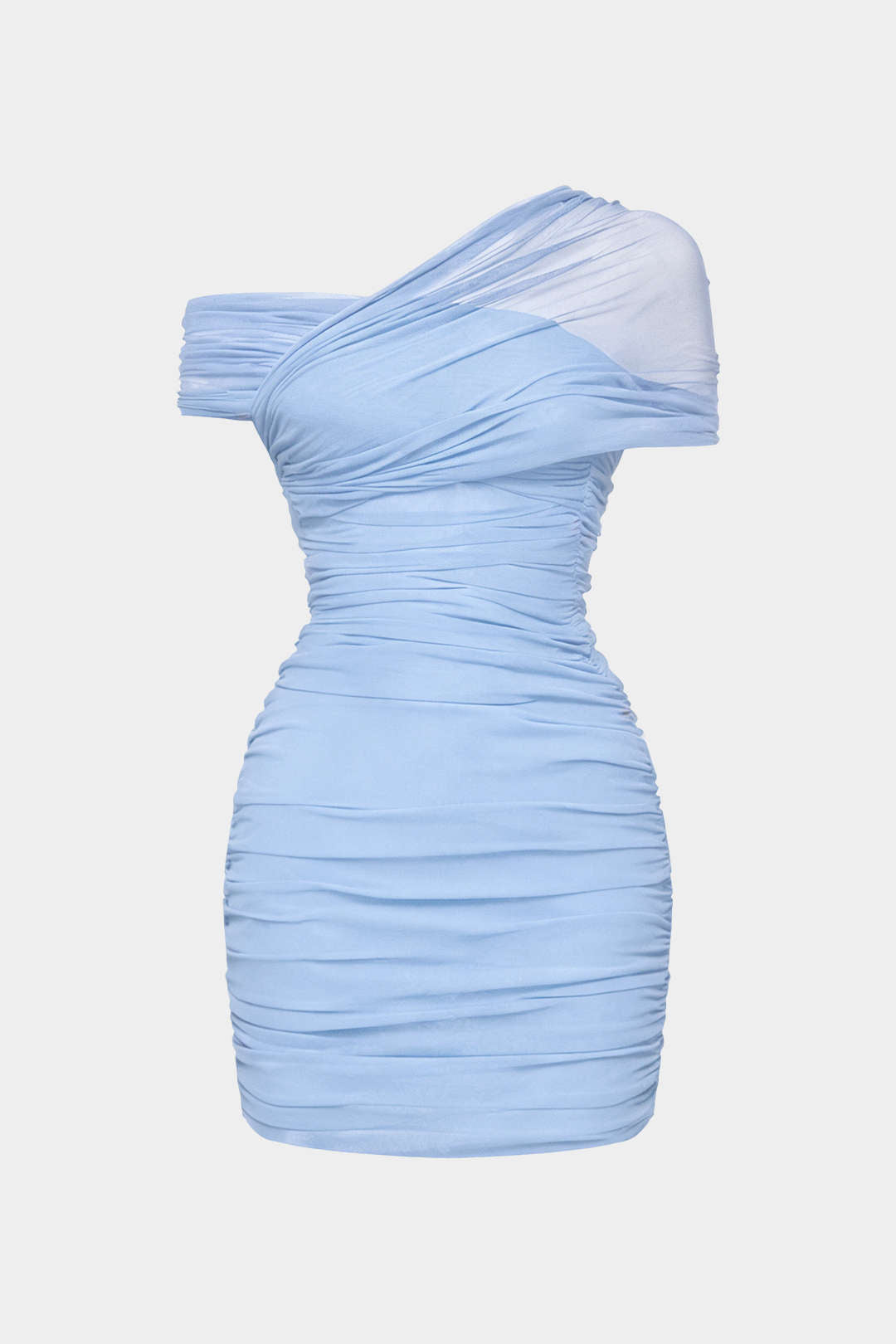 Mesh One Shoulder Asymmetrical Sleeveless Mini Dress