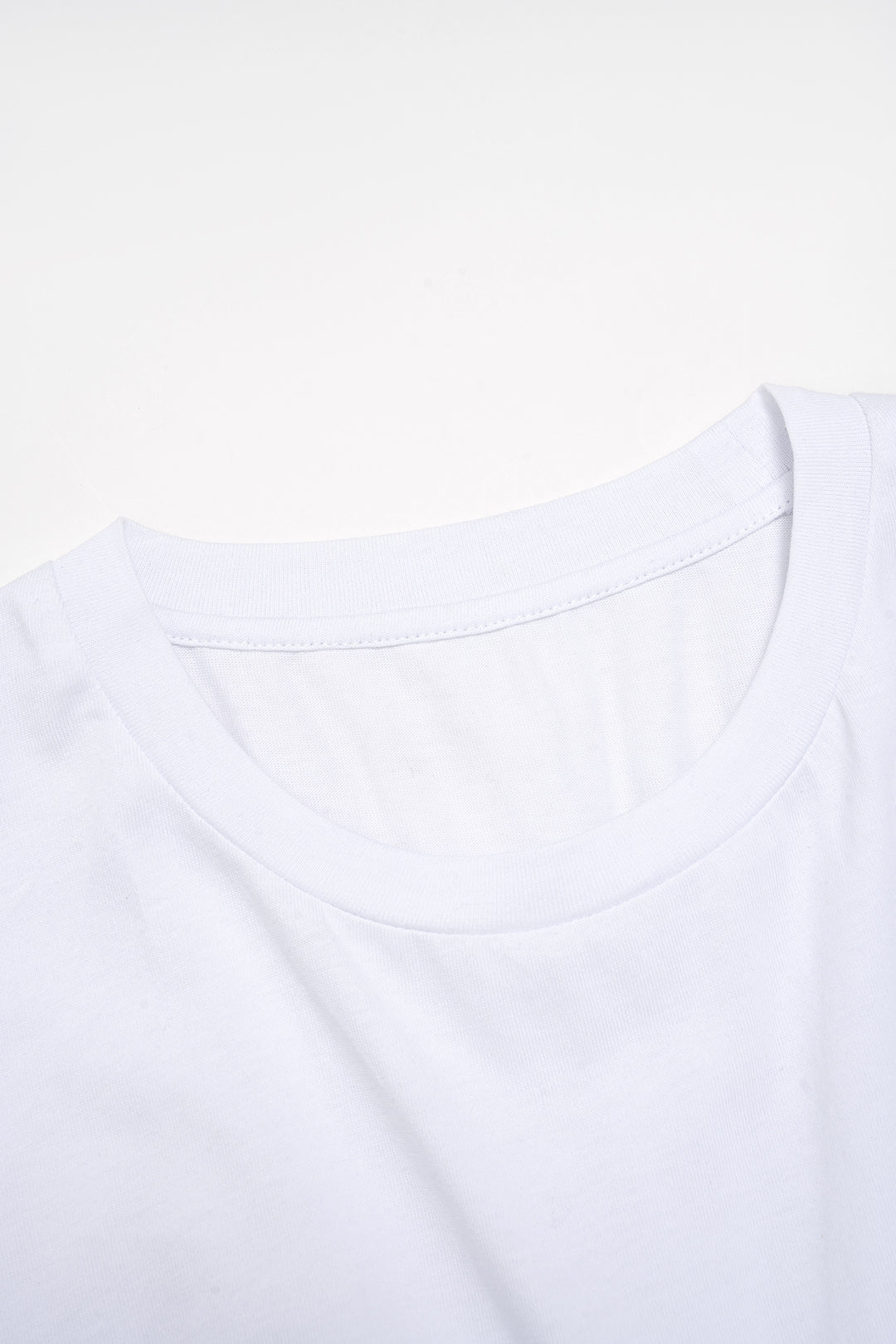 Patchwork Denim Round Neck Short Sleeve T-Shirt