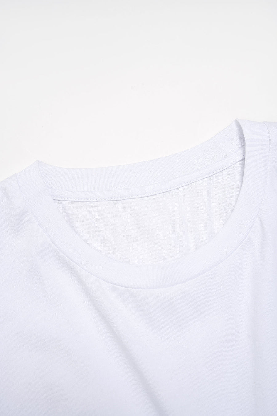 Patchwork Denim Round Neck Short Sleeve T-Shirt