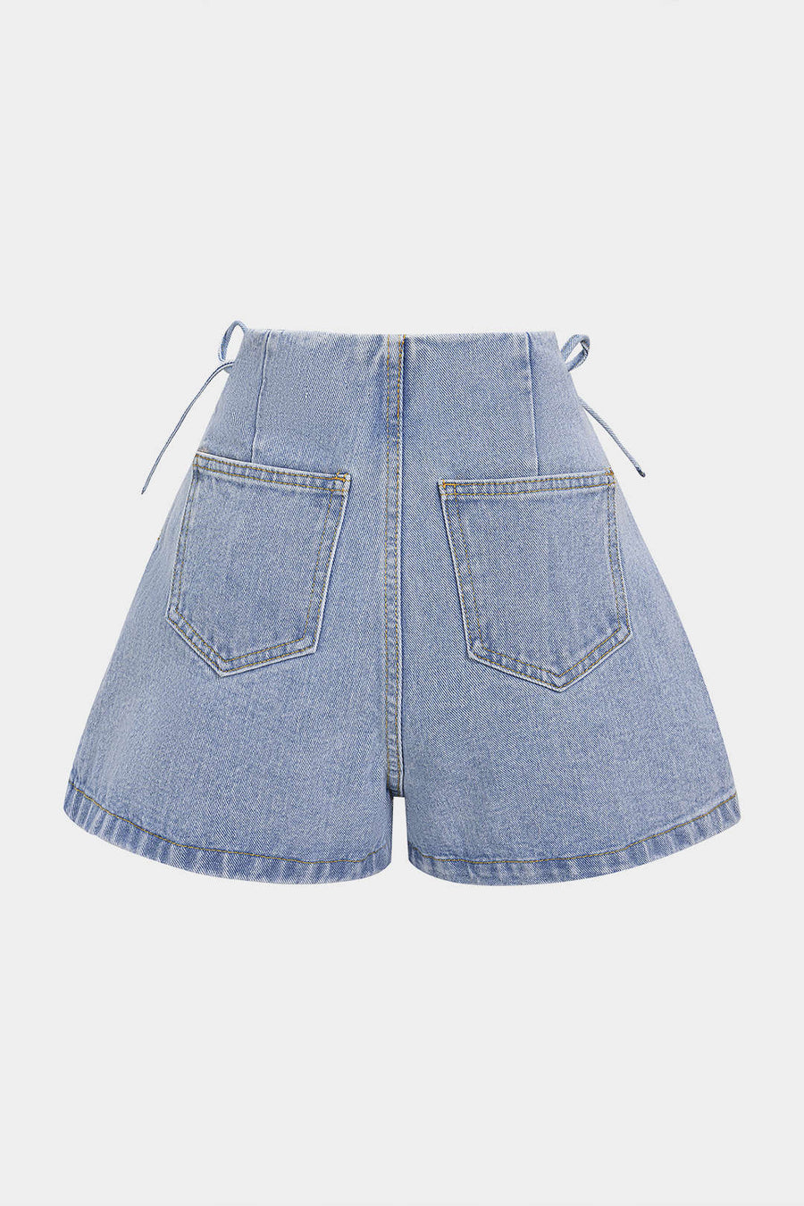 Denim Tie-Up High Waist Wide Leg Shorts