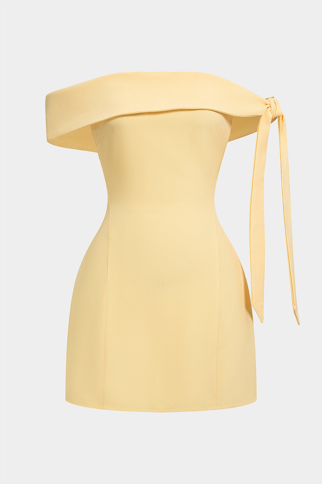 Solid Off Shoulder Asymmetrical Tie-Up Sleeveless Mini Dress