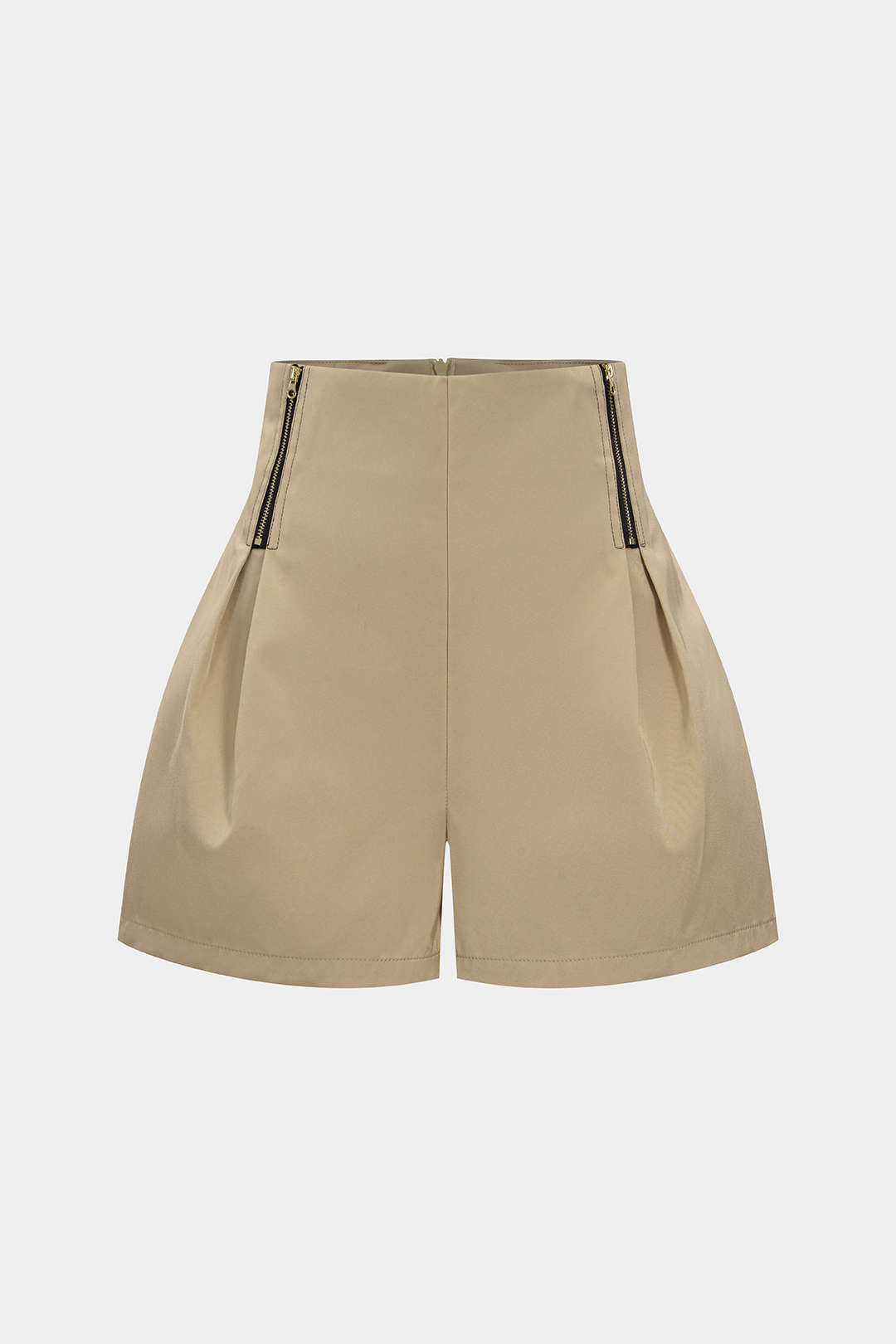 High Waist Ruched Zipper Shorts