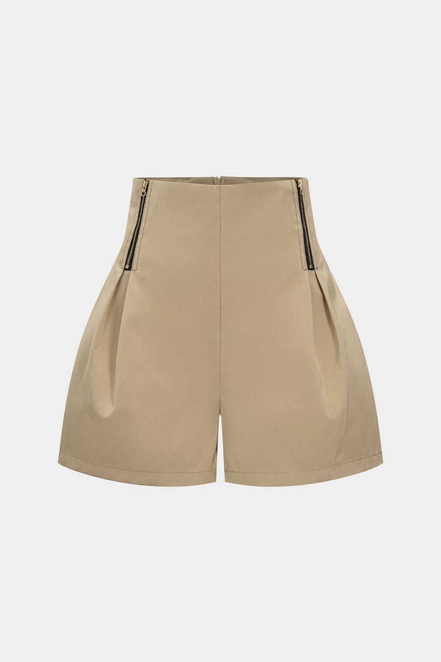 High Waist Ruched Zipper Shorts