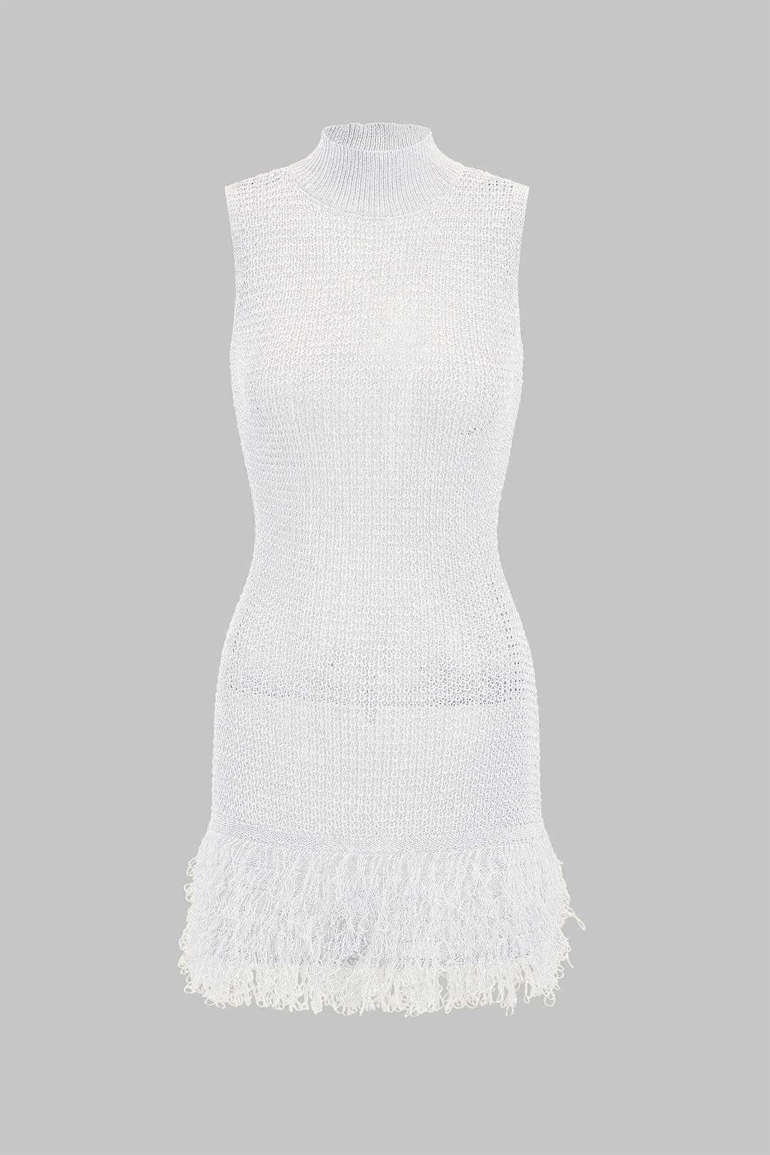 Knit Fringe Sleeveless Mini Dress