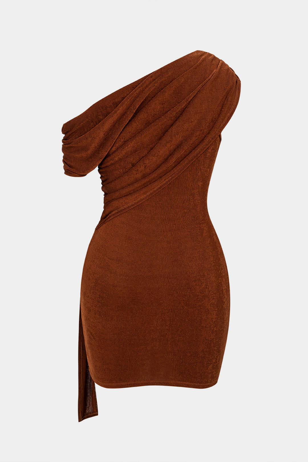 Mesh One Shoulder Metallic Ruched Asymmetrical Sleeveless Mini Dress