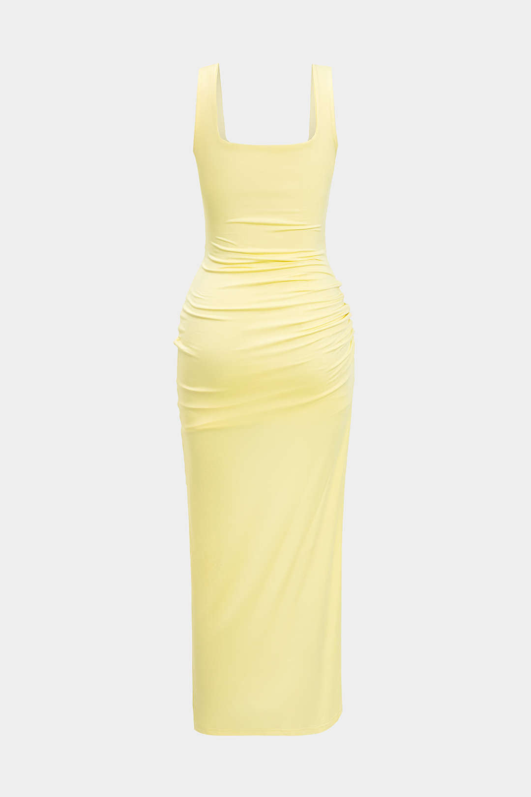 Solid Twist Front Cut Out Slit Midi Dress