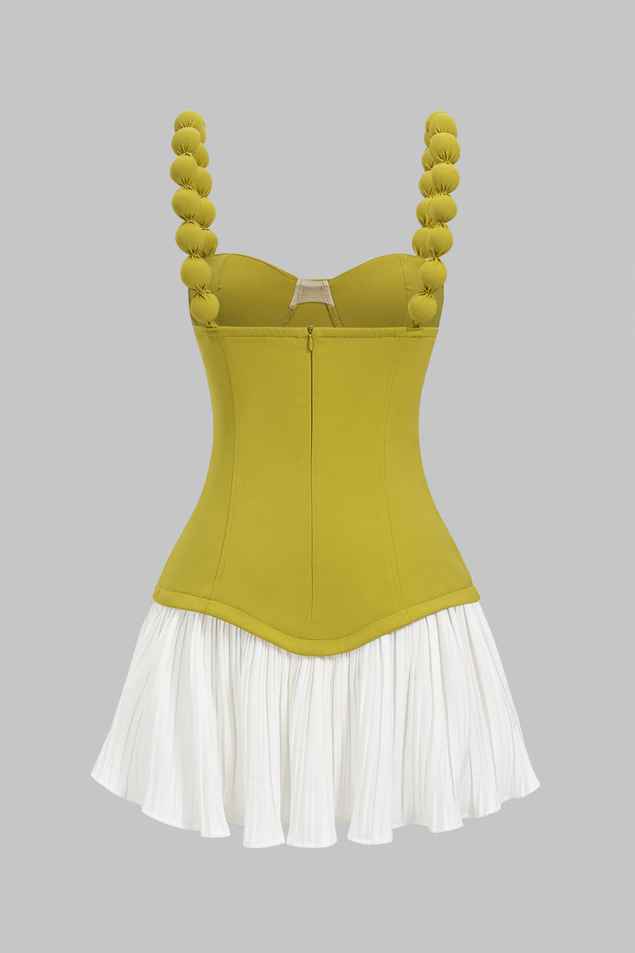 Patchwork Pleated Zipper Slip Sleeveless Mini Dress
