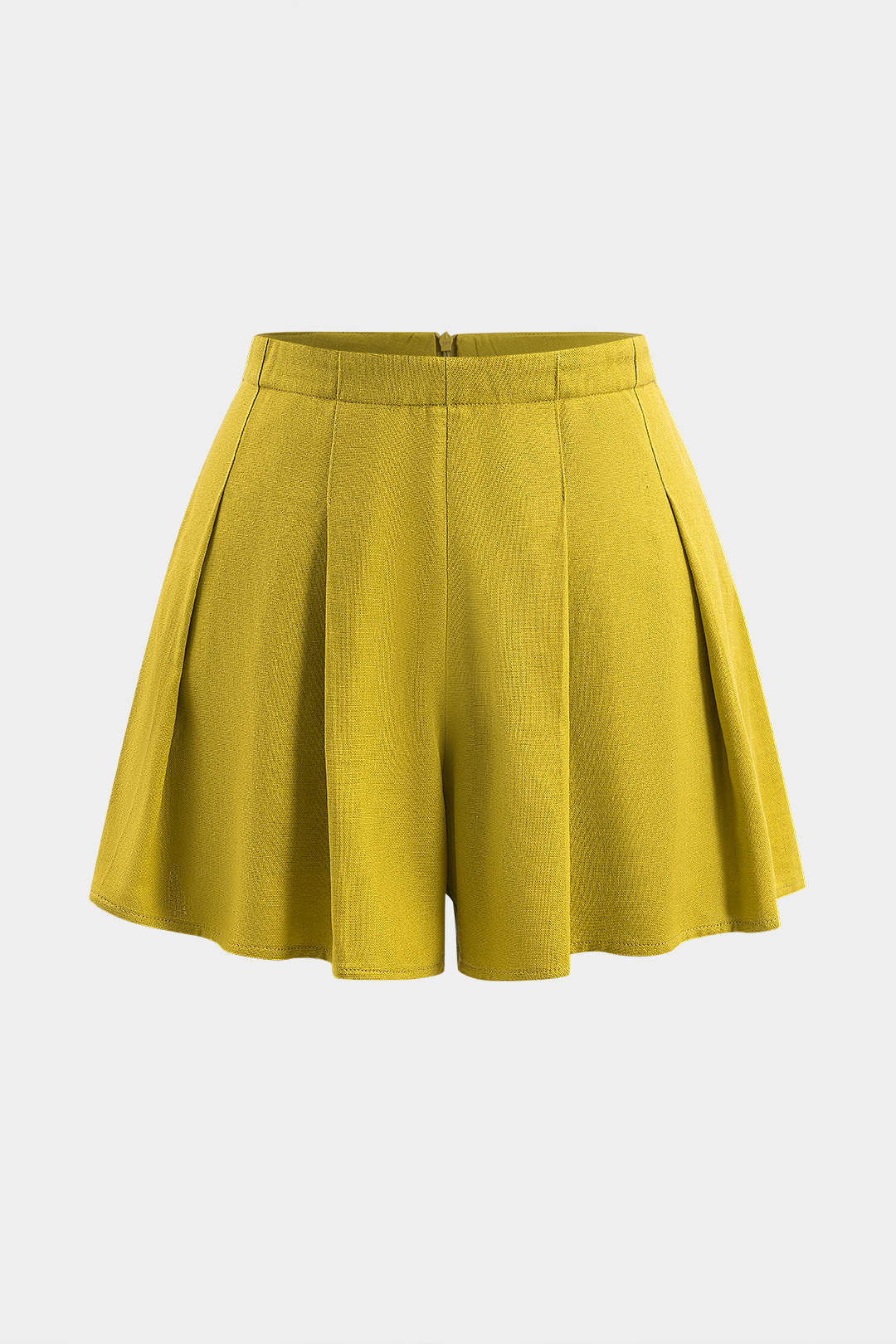 Linen Pleated Zipper Shorts