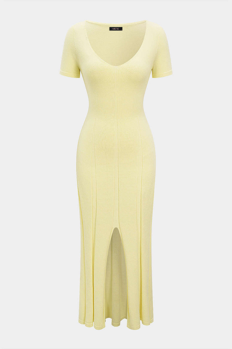 Knit V-Neck Short Sleeve Maxi Dress