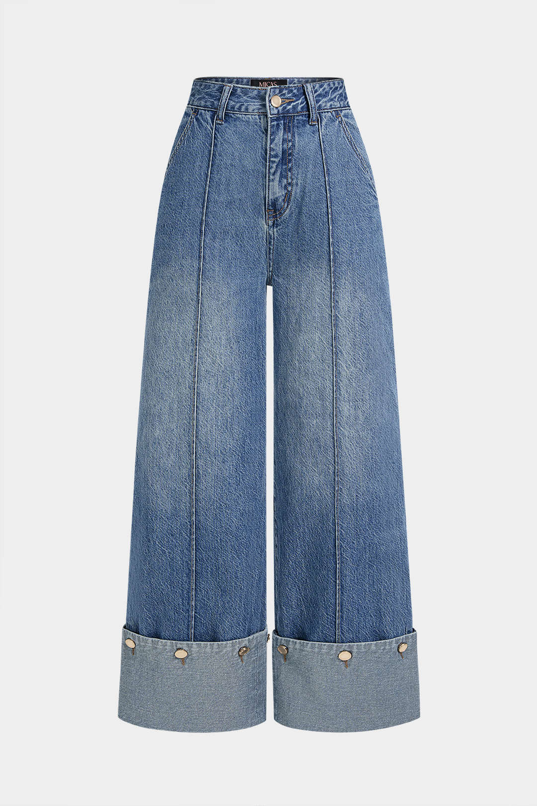 Denim-napilliset suorat farkut