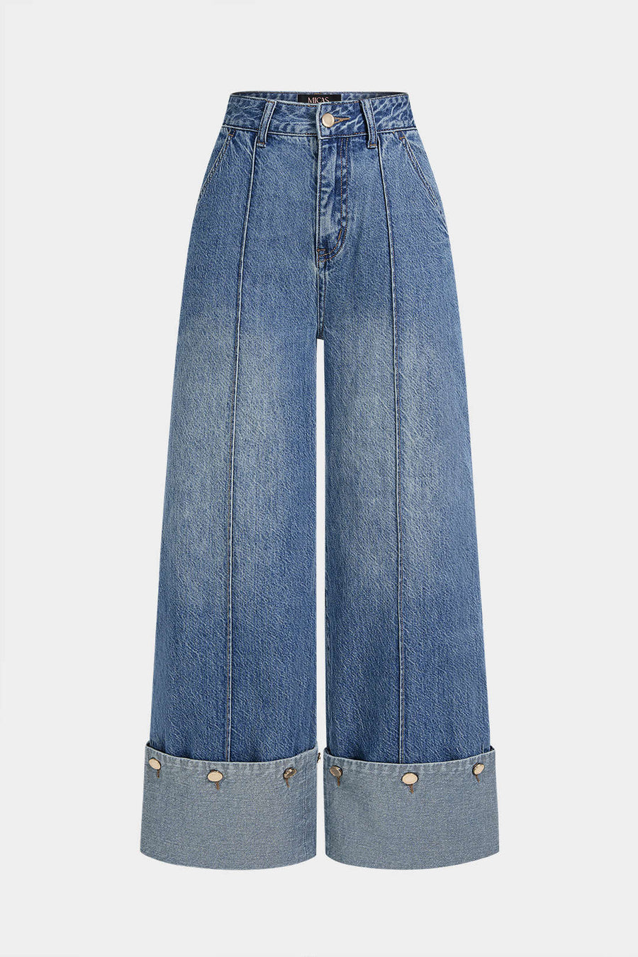 Denim-napilliset suorat farkut