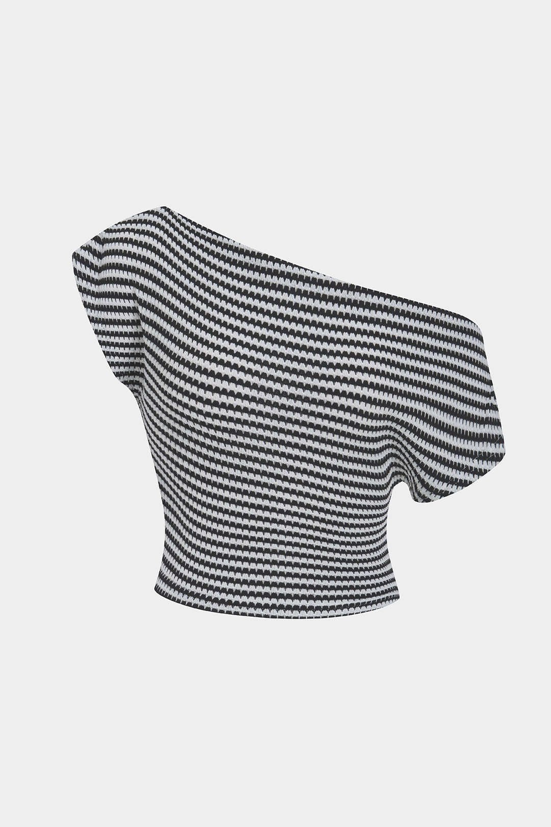 Stripes Print One Shoulder Short Sleeve T-Shirt
