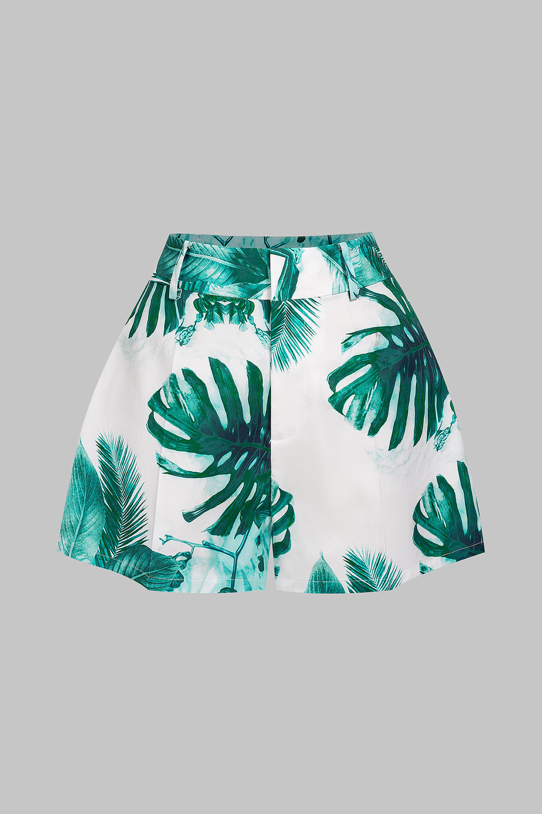 Leaves Print High Waist Shorts