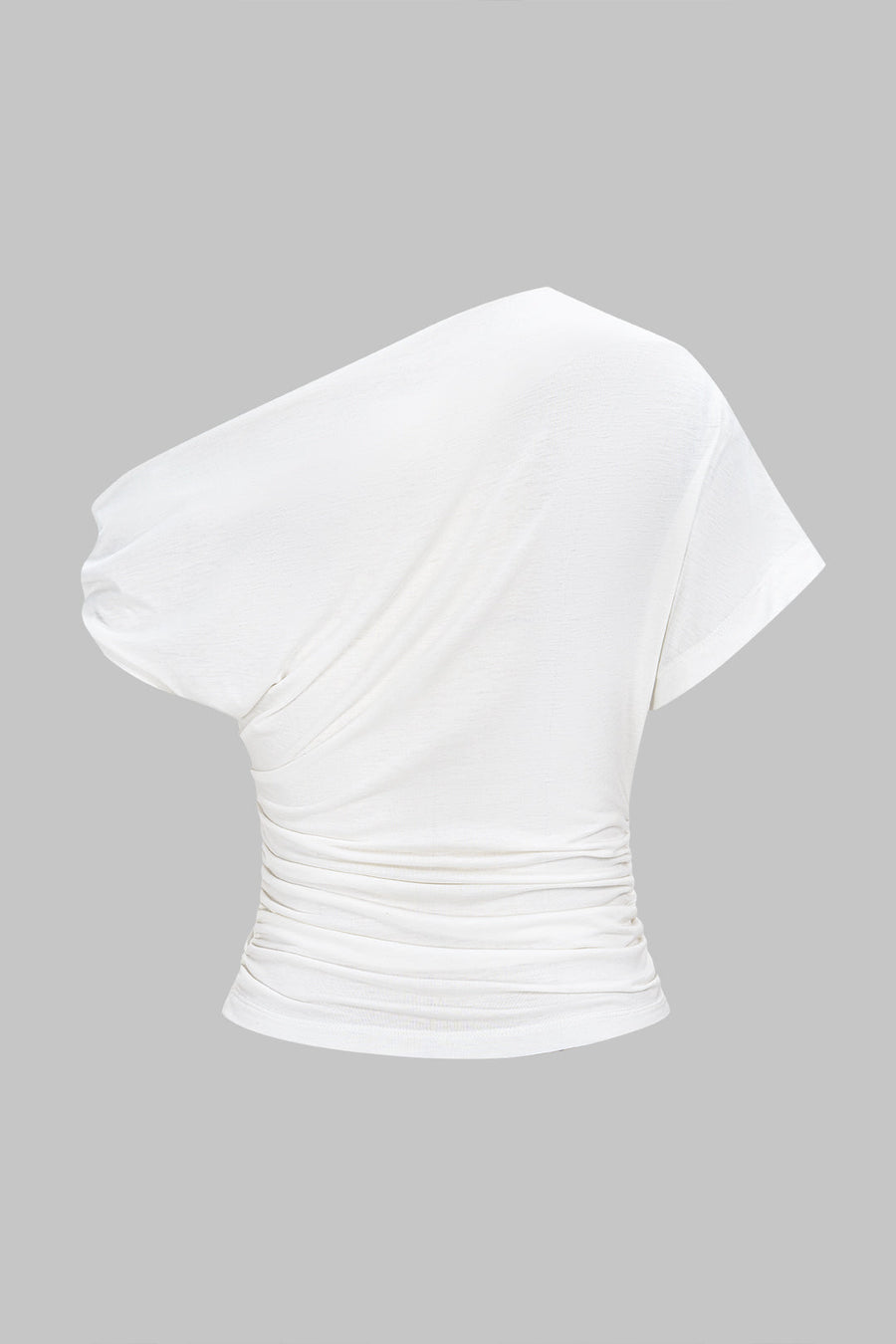 Metallic Decor One Shoulder Ruched Short Sleeve T-Shirt