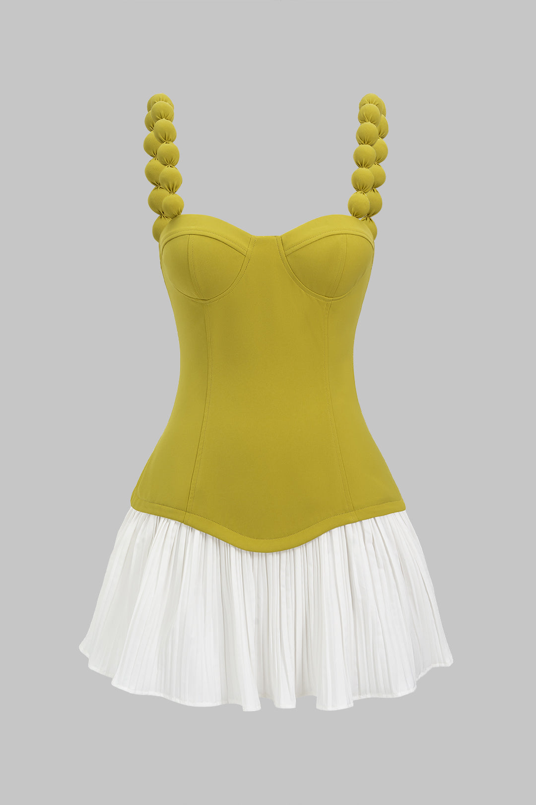 Patchwork Pleated Zipper Slip Sleeveless Mini Dress