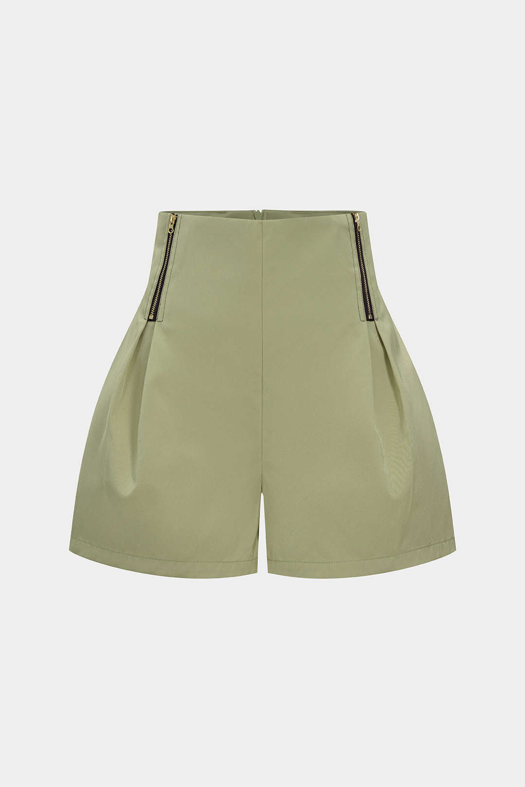 High Waist Ruched Zipper Shorts