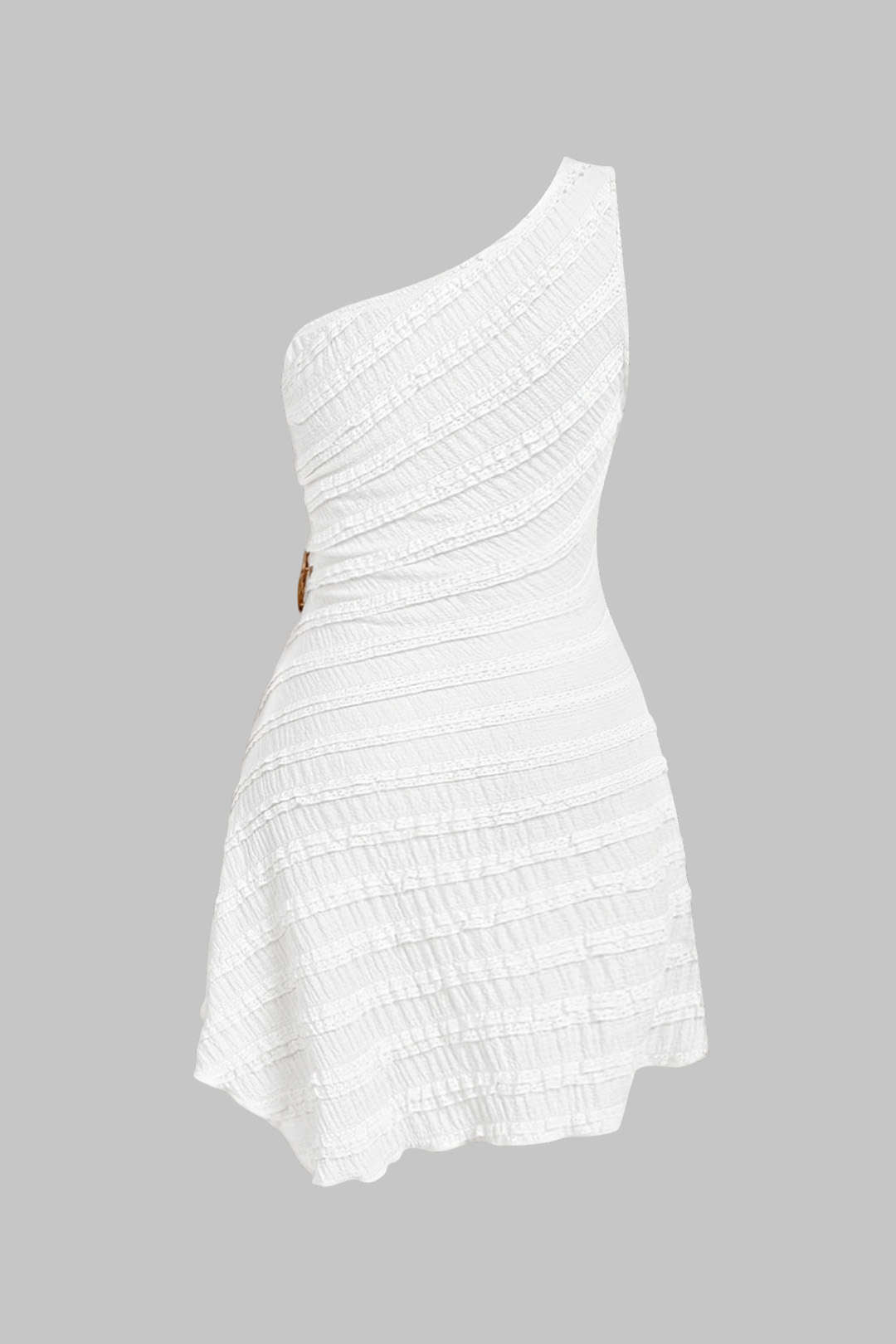 Textured Metallic One Shoulder Sleeveless Mini Dress