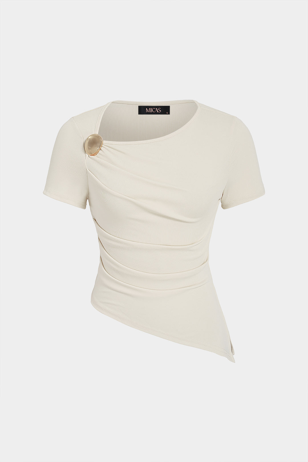 Metallic Asymmetrical Short Sleeve T-shirt