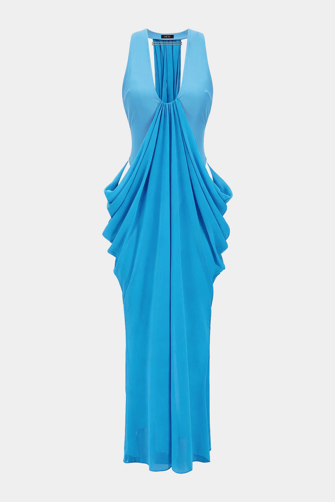 Mesh Patchwork Halter Neck Sleeveless Maxi Dress