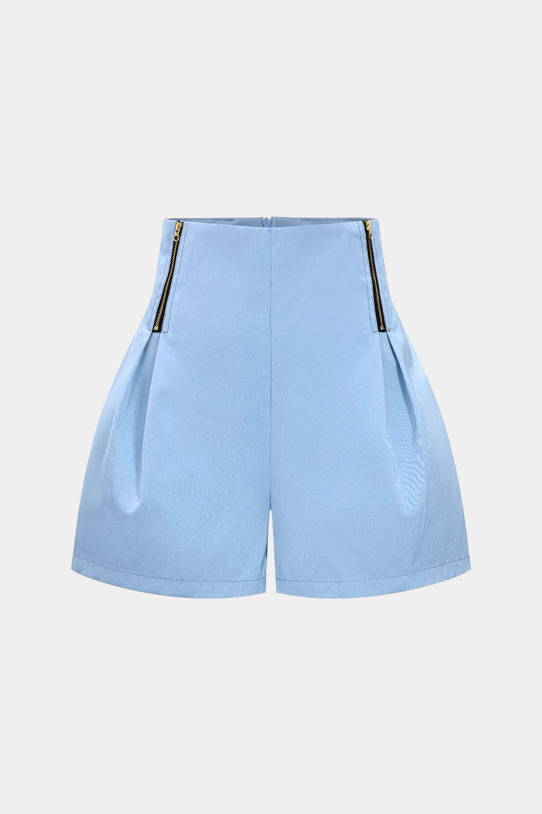 High Waist Ruched Zipper Shorts