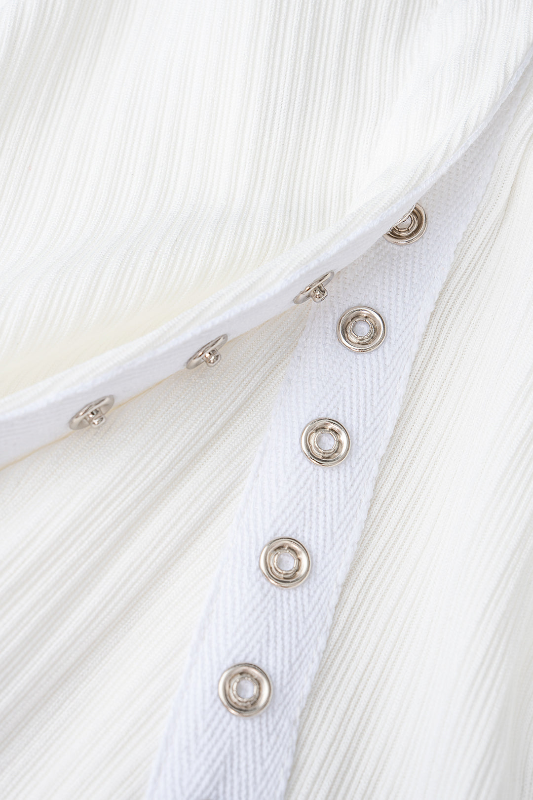 Ribbed Round Neck Button T-Shirt