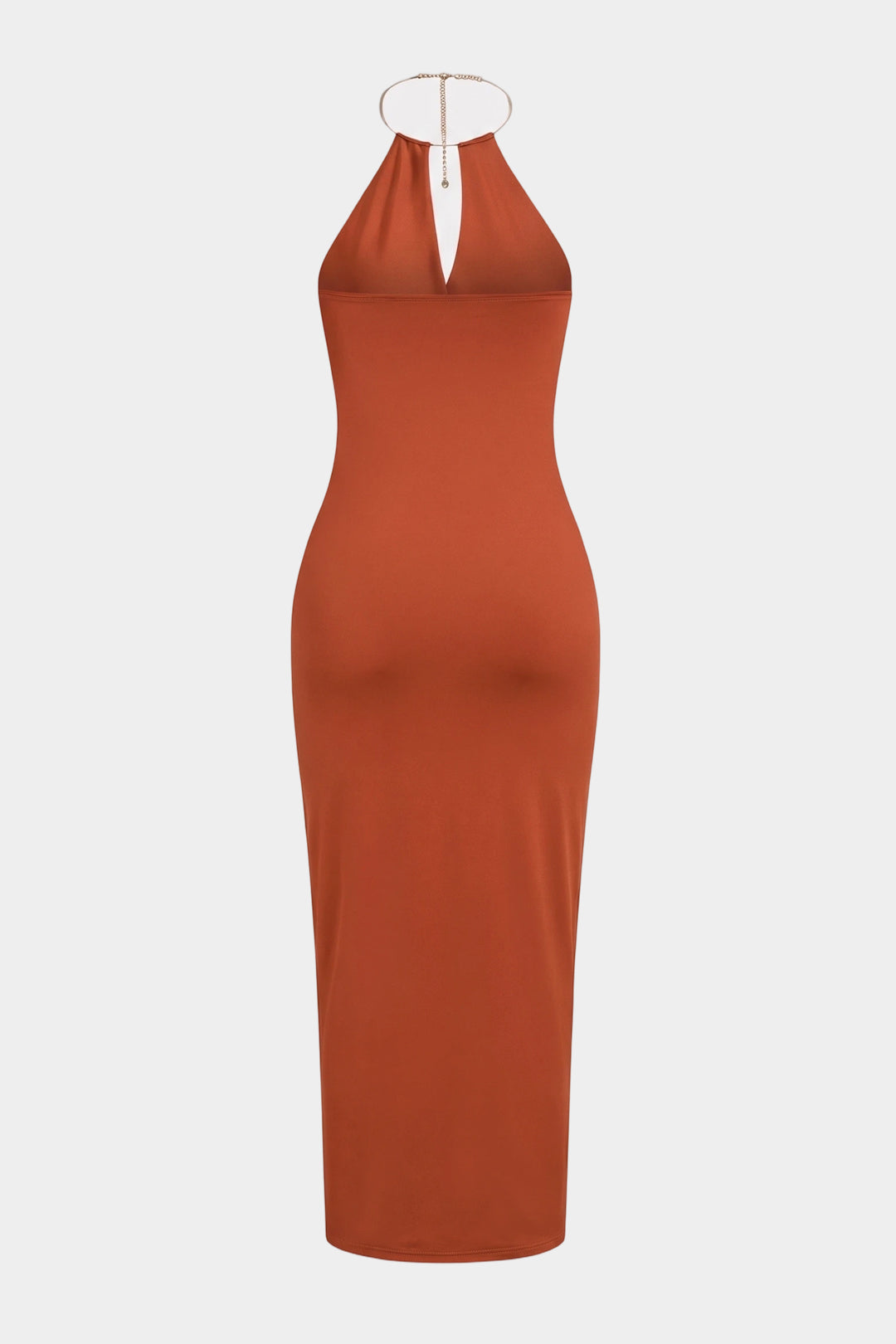 Metallic Halter Neck V-Neck Ruched Sleeveless Maxi Dress