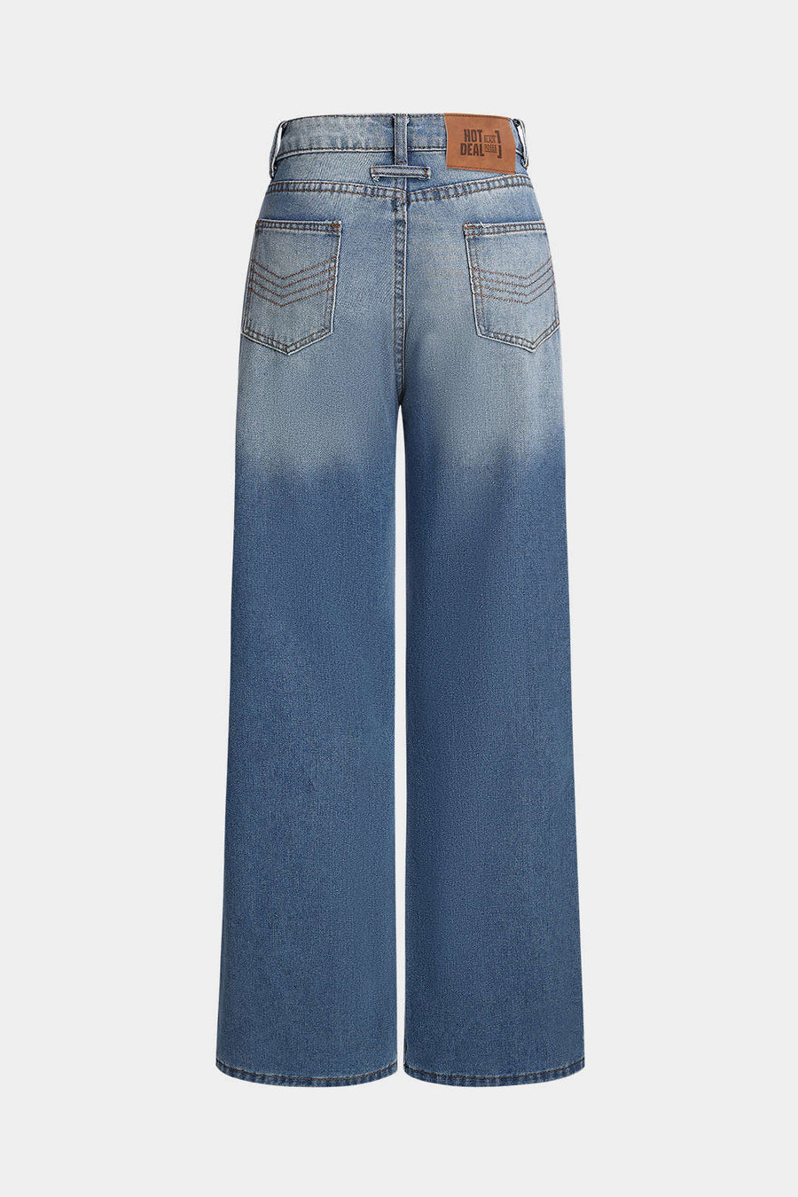 Denim-napilliset korkeavyötäröiset suorat farkut