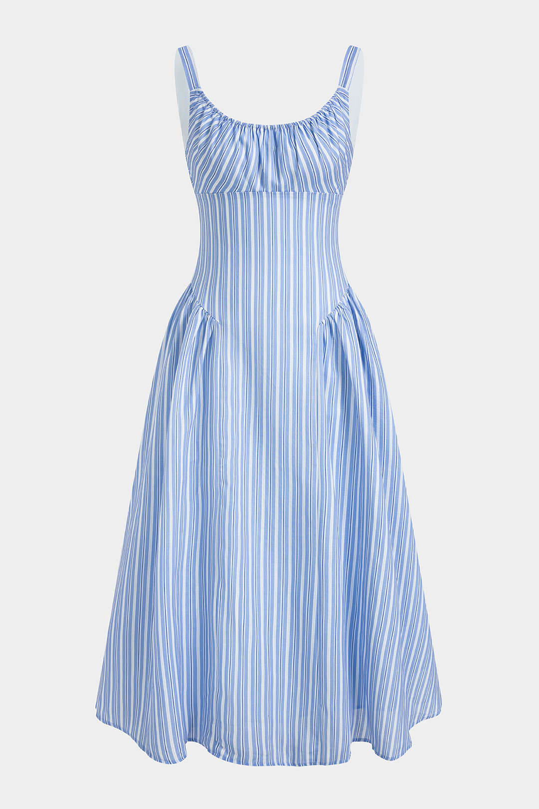 Stripes Print Round Neck Pocket Sleeveless Maxi Dress