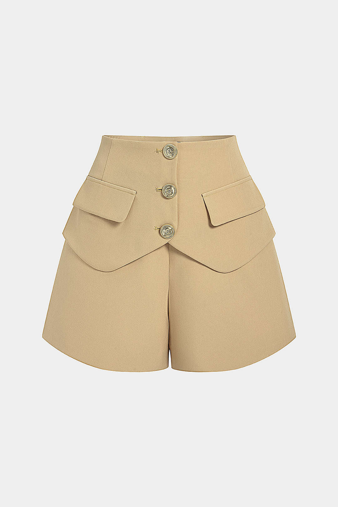 Metallic Button High Waist Shorts