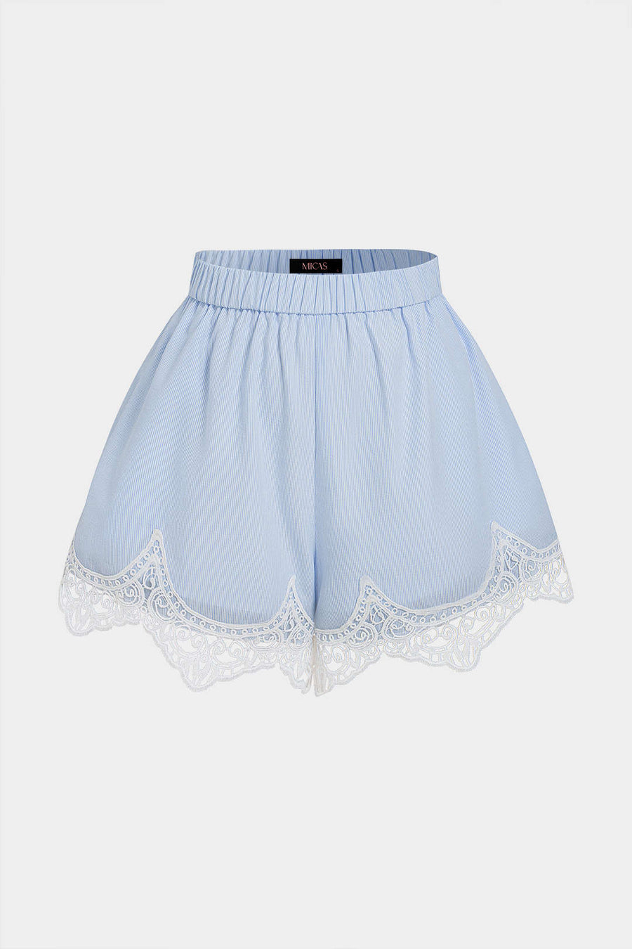 Stripes Print Patchwork Lace Shorts