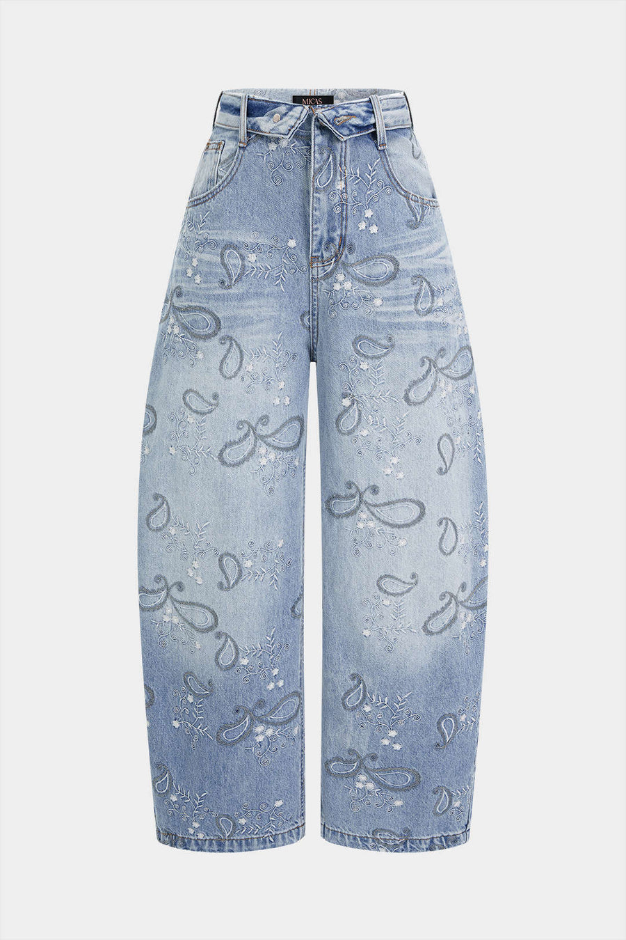 Denim Floral Print Jeans